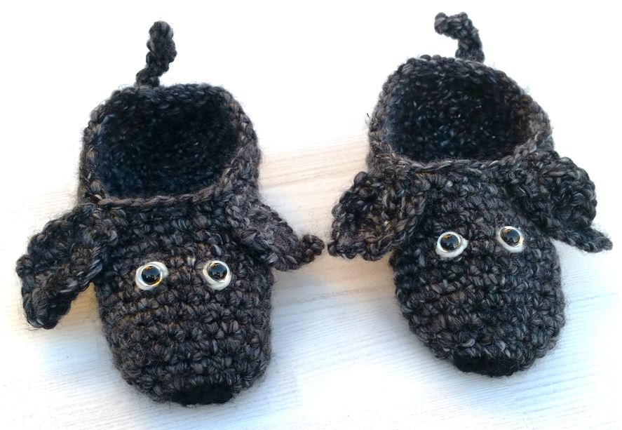 Crochet Pattern Children Slippers "Doggy", floppy ear, dachshund, sizes children 7-13 (EU 23-31) - Image 3