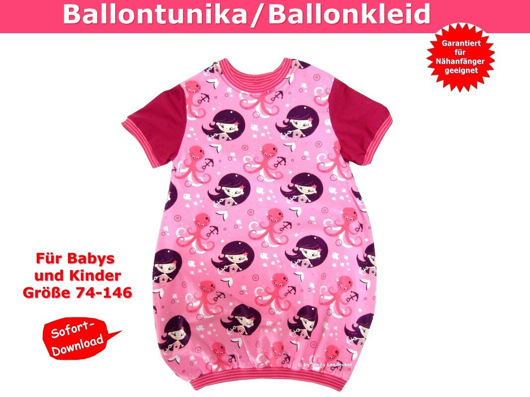 Ballonkleid/Kinderkleid in Größe 74-146 - Schnittmuster & Nähanleitung