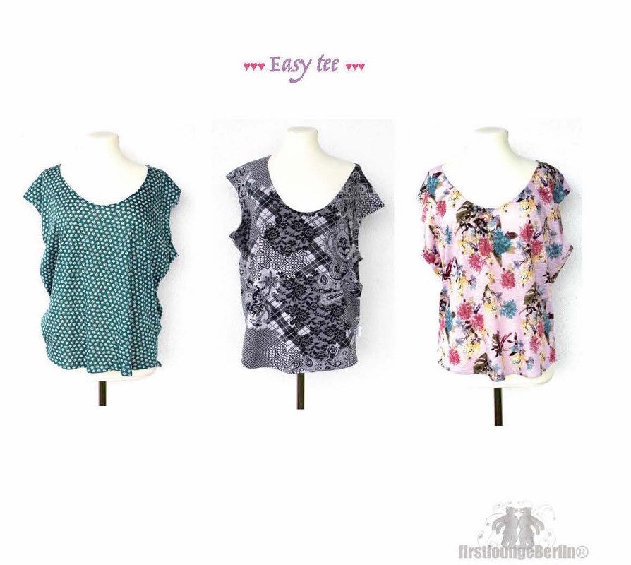 Easy tee *** freEBook Shirt in 7 Größen XS-L/XL GRATIS Schnittmuster & Nähanleitung - Nähen auch für Anfänger DIY Design von firstloungeberlin