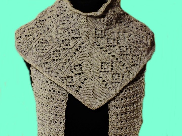 Strickanleitung Schaltuch Tamoloao Loch- Zopfmuster