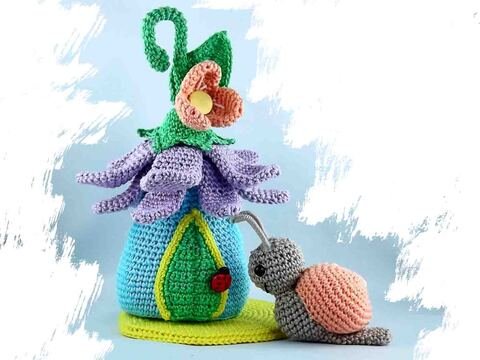 Hänge Häuschen Mini Schnecke Häkelanleitung Amigurumi