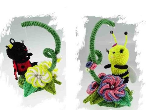Hänge/Steh Dekoration 006 Käfer und Biene Häkelanleitung Amigurumi
