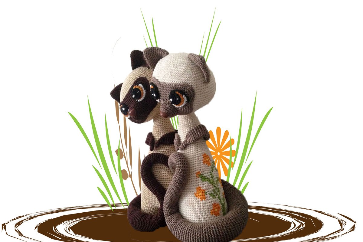 Siamese cats Max and Mixi Pattern Amigurumi