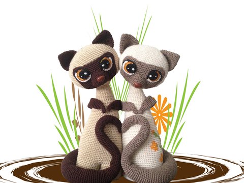 Siamkatzen Max und Mixi Häkelanleitung Amigurumi