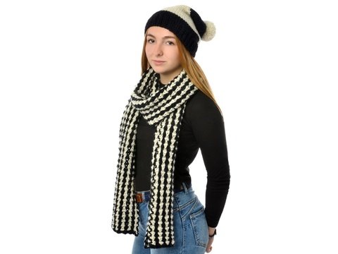 Schal mit zweifarbigen Streifen, Strickanleitung