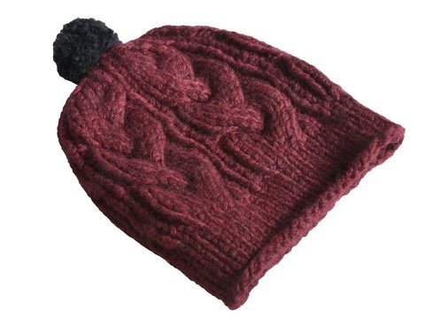 Beanie mit einem Zopfmuster und kleinem Bommel, E-Book