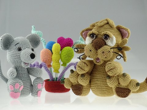 Katze & Maus - Geburtstag Häkelanleitung Amigurumi