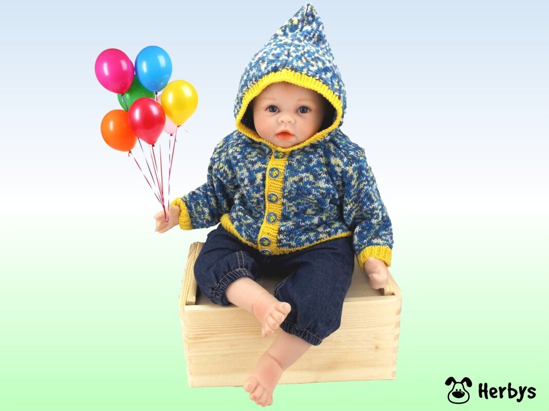 Strickanleitung Kapuzenjacke "Kunterbunt" Gr. 62/68