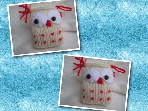 Strickanleitung Adventskalender Eule- schnell und einfach gestrickt 9 cm groß und 6,5 cm breit