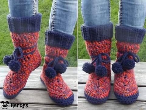 Häkelanleitung Hausschuhe "Eskimo"