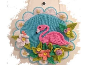 Haustürschild Flamingo Häkelanleitung Amigurumi