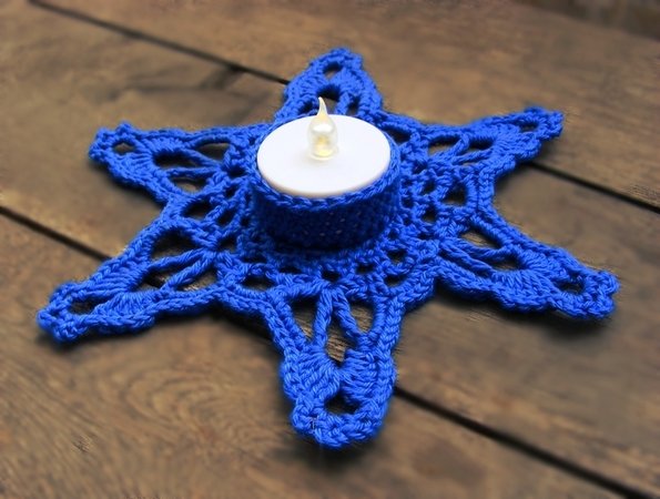 Crochet snowflake candle coaster, tealight holder