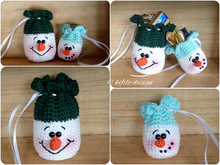 Häkelanleitung Adventskalender Schneemann / 2 verschiedene Größen für die Beutel