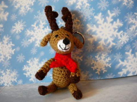 Häkelanleitung Rentier Schlüsselanhänger / Geschenkanhänger