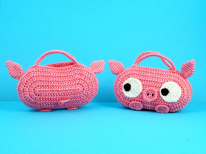 Täschchen / Adventskalender Glücksschweinchen Häkeln