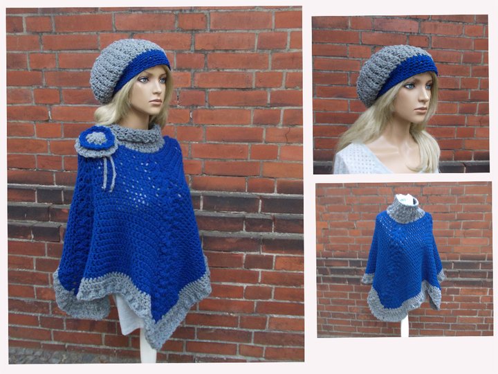 Häkelanleitung für Poncho und Beanie im Set