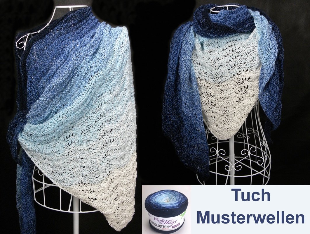Tuch Musterwellen Stricken aus 1 Bobbel