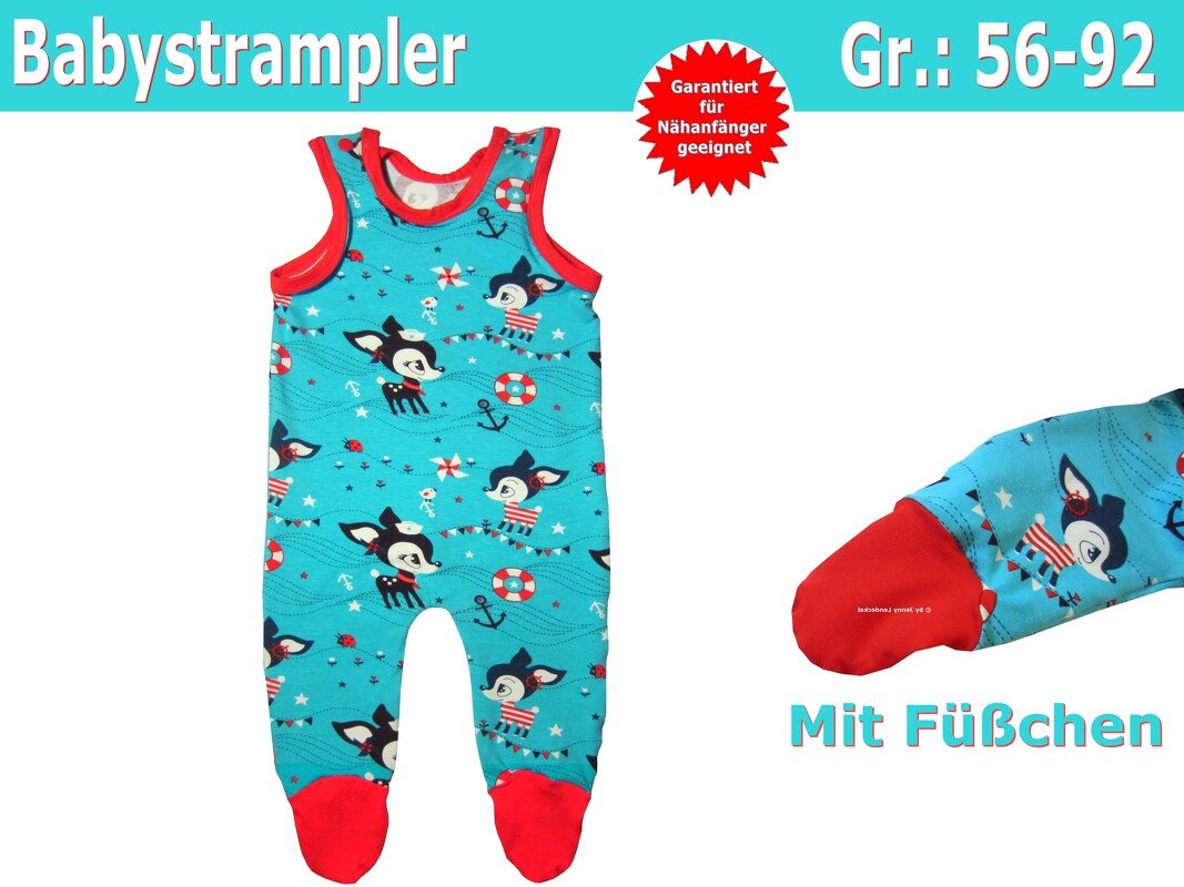 Babystrampler mit Füßchen - Schnittmuster &amp; Nähanleitung