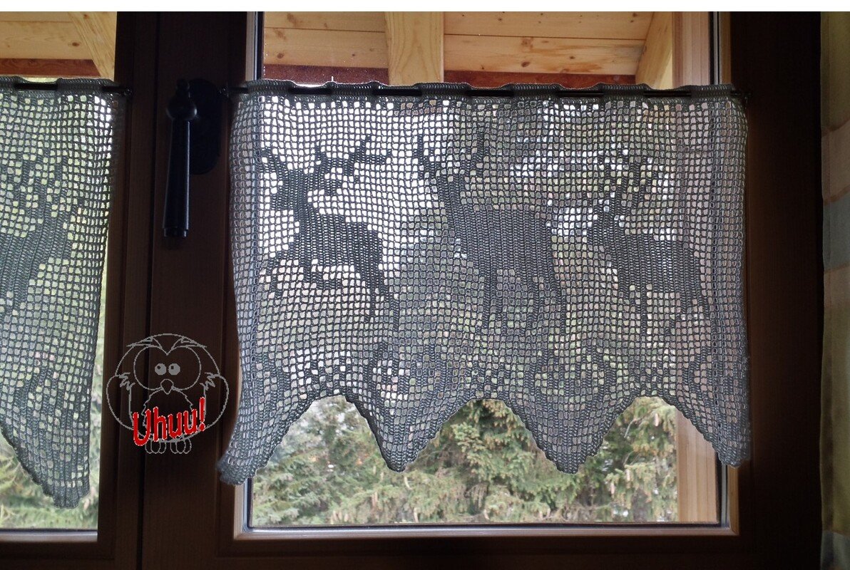 Gardine Hirsch, Filet-Häkelanleitung