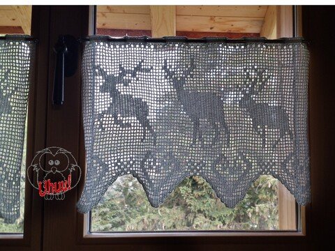 Gardine Hirsch, Filet-Häkelanleitung