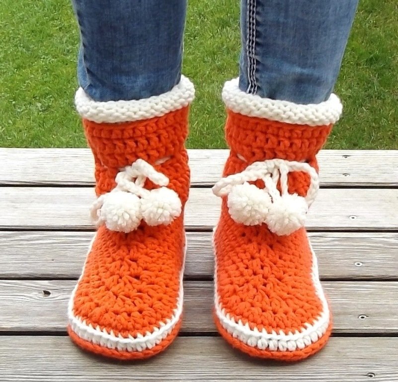 Häkelanleitung Hausschuhe "Flamingo", Gr. 36 - 41 - Bild 4