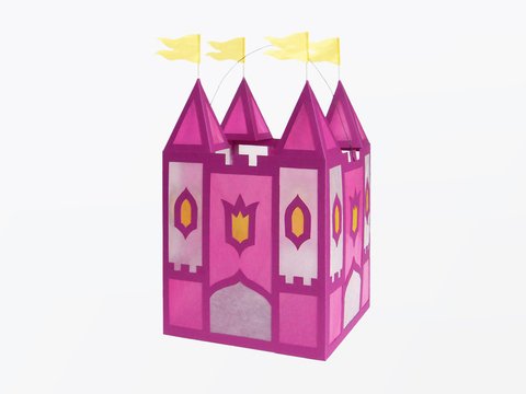 St. Martins-Laterne – Burg, in Rosa – Bastelvorlagen und Anleitung