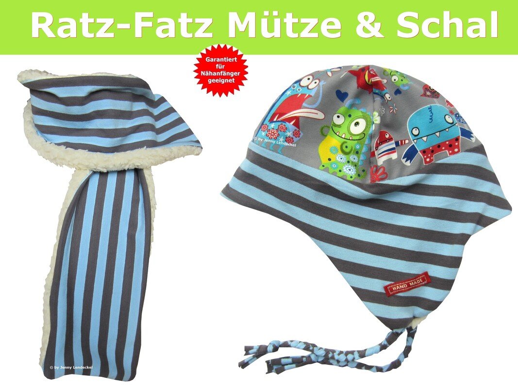 Ratz-Fatz Mütze &amp; Schal - Schnittmuster &amp; Nähanleitung