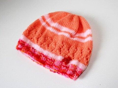 Strickanleitung Baby-Mütze, Babymütze, Ajourmuster, ca. 4 - 10 Monate