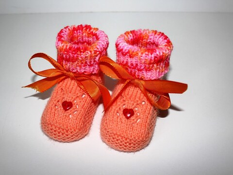 Strickanleitung Baby-Schuhe, Booties, Ajourmuster, Sohlenlänge 11 cm