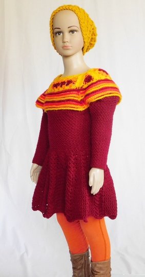 **Häkelanleitung** Winterkleid Mirja, Größe 110/116