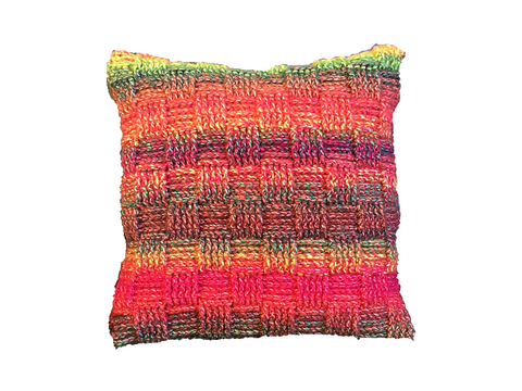 Kissen gehäkelt im Waffel-Muster