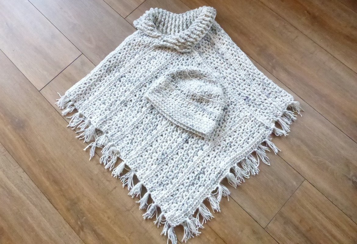 "Lucia" warmer Poncho mit passender Mütze  / Häkelanleitung - Bild 3