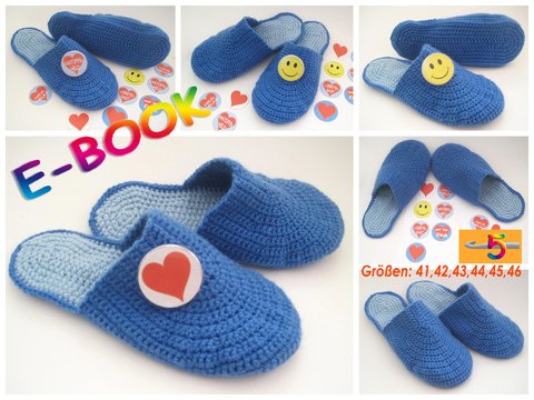 Häkelanleitung: Pantoffel Welcome selber häkeln (Größen: 41 bis 46)