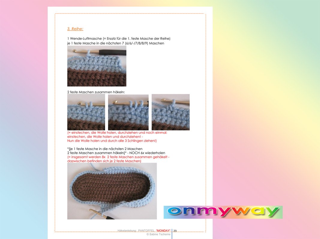 Häkelanleitung: Pantoffel Monday selber häkeln (Größen: 30 bis 36)