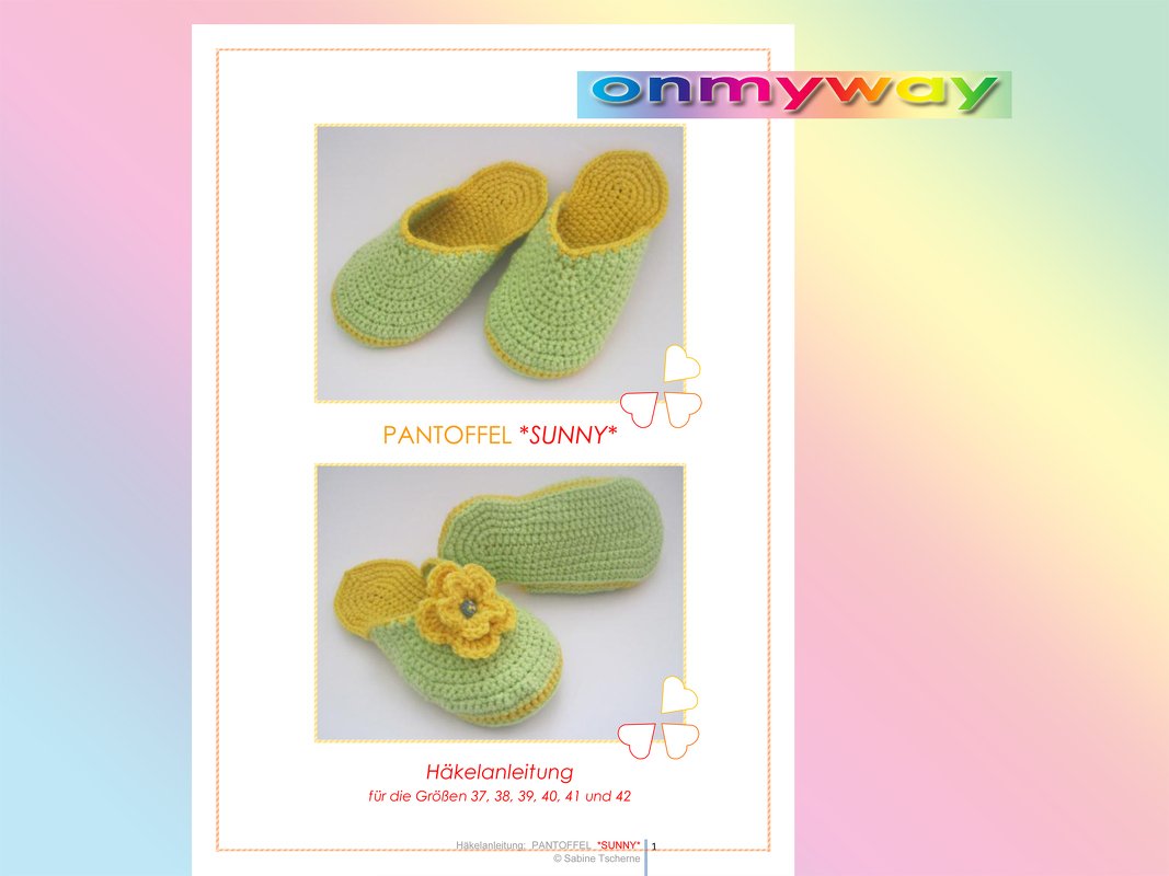 Häkelanleitung: Pantoffel mit Häkelblume selber häkeln (Größen: 37 bis 42) - Bild 3