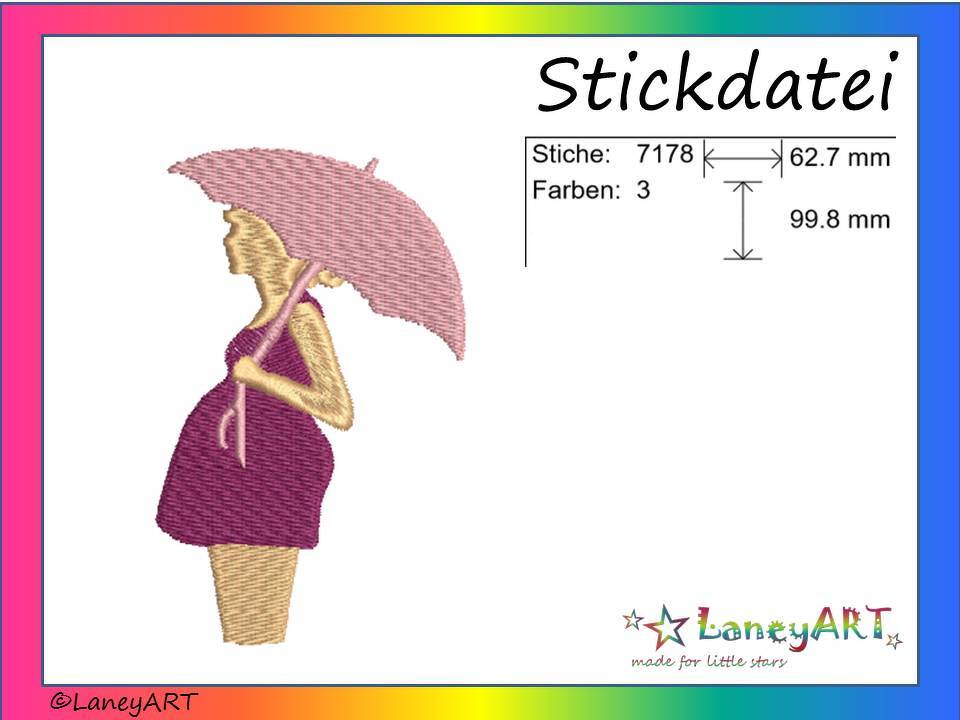 Stickdatei "schwangere Frau" Pes Format (Deco, Brother, Babylock) 