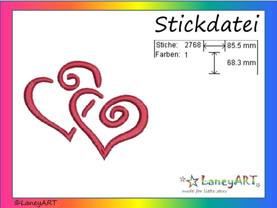 Stickdatei "Hearts - Love - Herzen" Pes Format (Deco, Brother, Babylock)