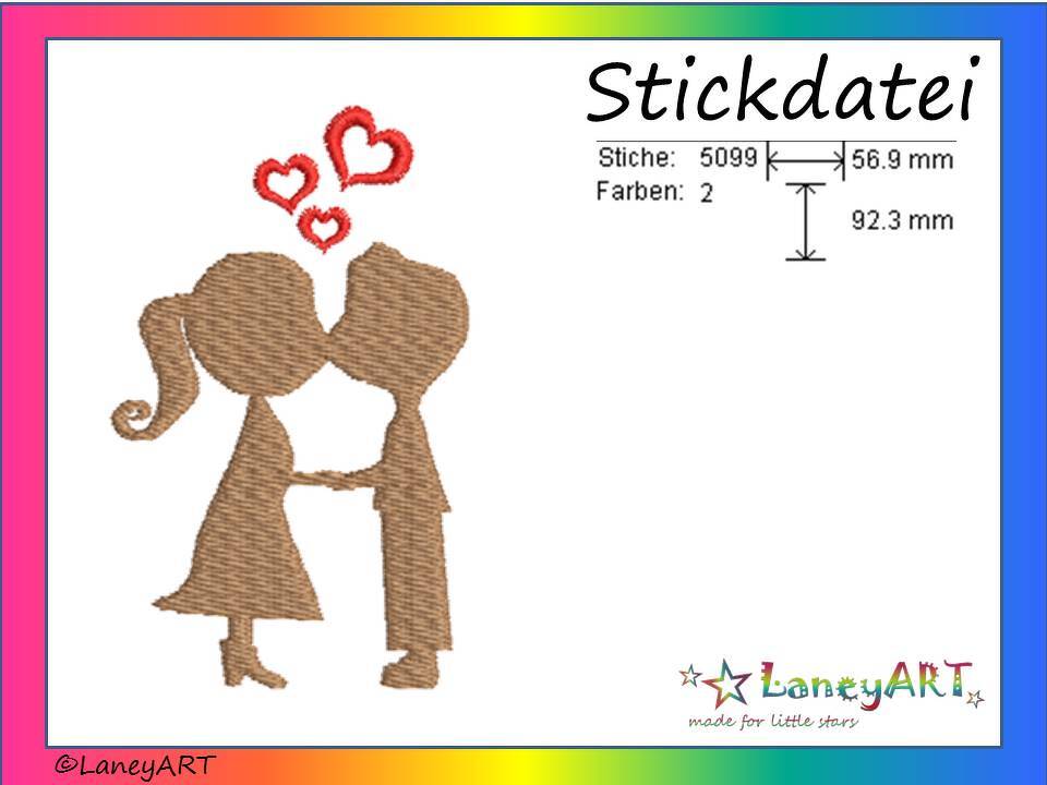 Stickdatei "Paar - Love - Hochzeit" Pes Format (Deco, Brother, Babylock) 