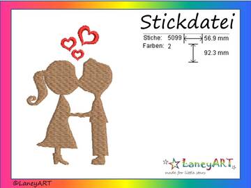 Stickdatei "Paar - Love - Hochzeit" Pes Format (Deco, Brother, Babylock)