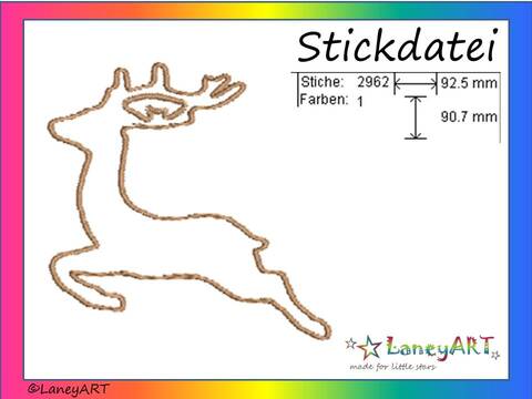 Stickdatei "Reh - Deer" Pes Format (Deco, Brother, Babylock) 