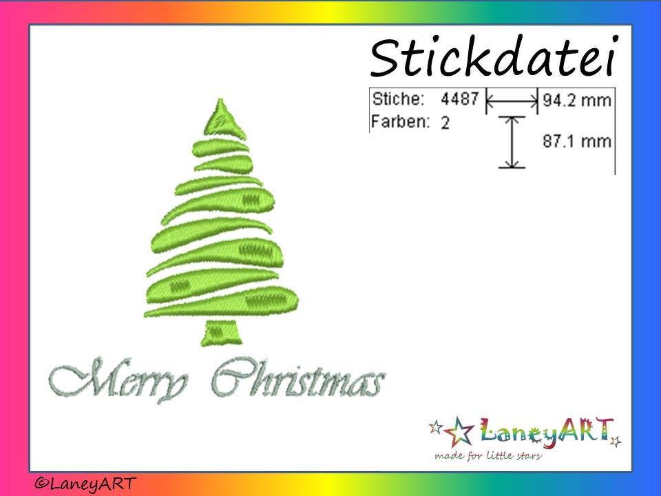 Stickdatei "Weihnachtsbaum - Merry Christmas" Pes Format (Deco, Brother, Babylock)