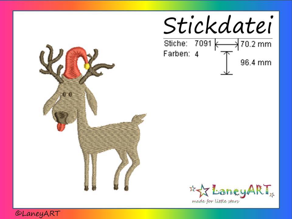 Stickdatei "Rentier" Pes Format (Deco, Brother, Babylock) 