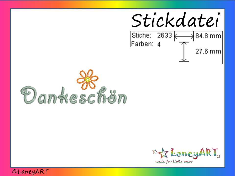Stickdatei "Dankeschön" Pes Format (Deco, Brother, Babylock)