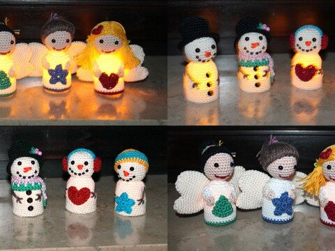 Häkelanleitung leuchtende Engel und leuchtende Schneemänner