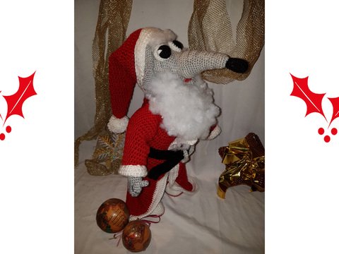 Häkelanleitung Umbi die Weihnachtsmaus (50 cm)