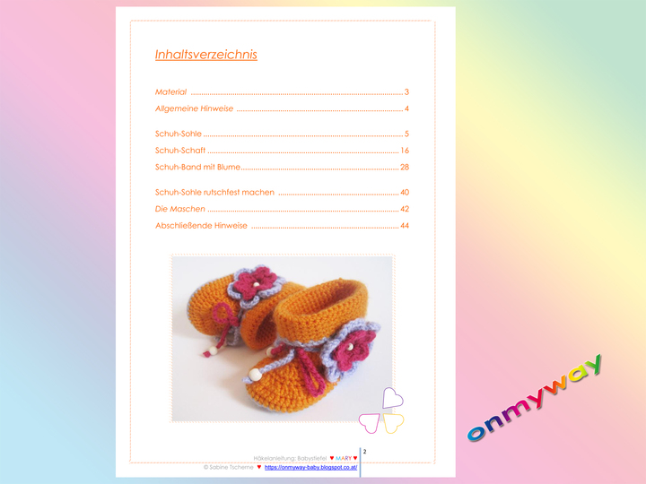 Häkelanleitung: Babystiefel mit süßer Häkelblume (9 - 12 Monate)