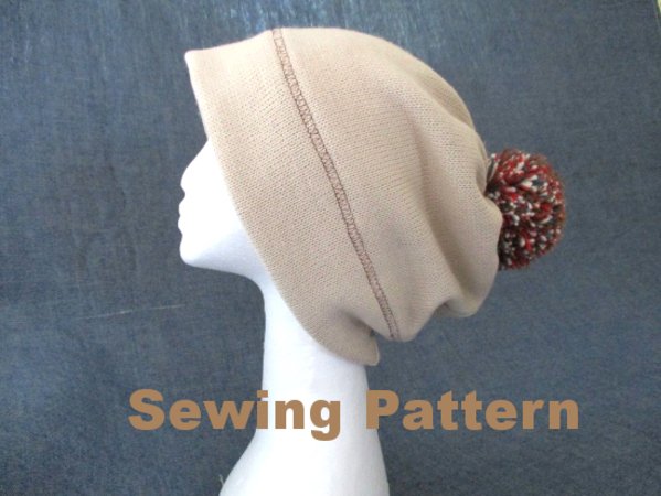 winter slouchy pom pom beanie sewing pattern