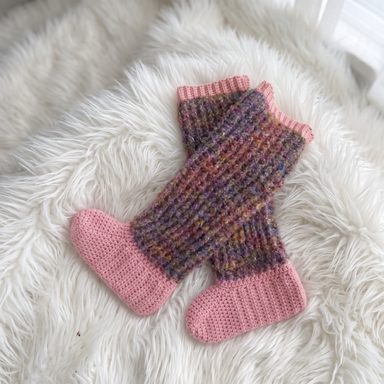 Ladies Over Knee Crochet Slipper Socks Pattern