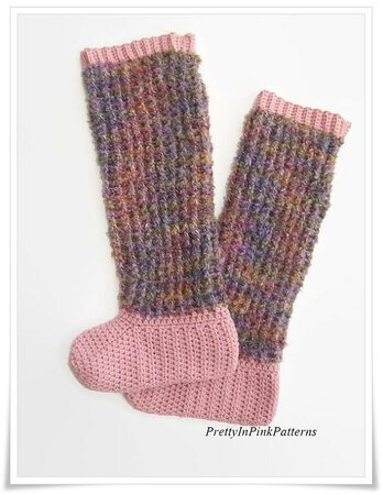 Ladies Over Knee Crochet Slipper Socks Pattern