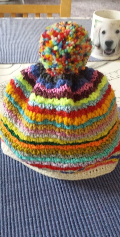 Anleitung Babymütze bunt gestreift, ca, 40 cm Kopfumfang